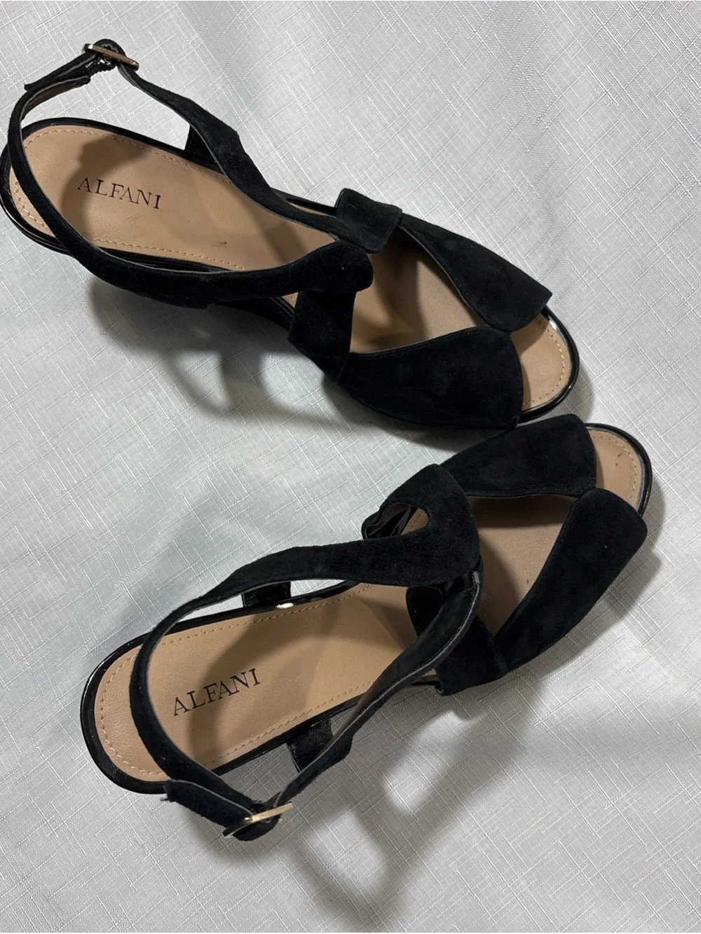 Alfani Black Suede Crisscross Wedge Sandals